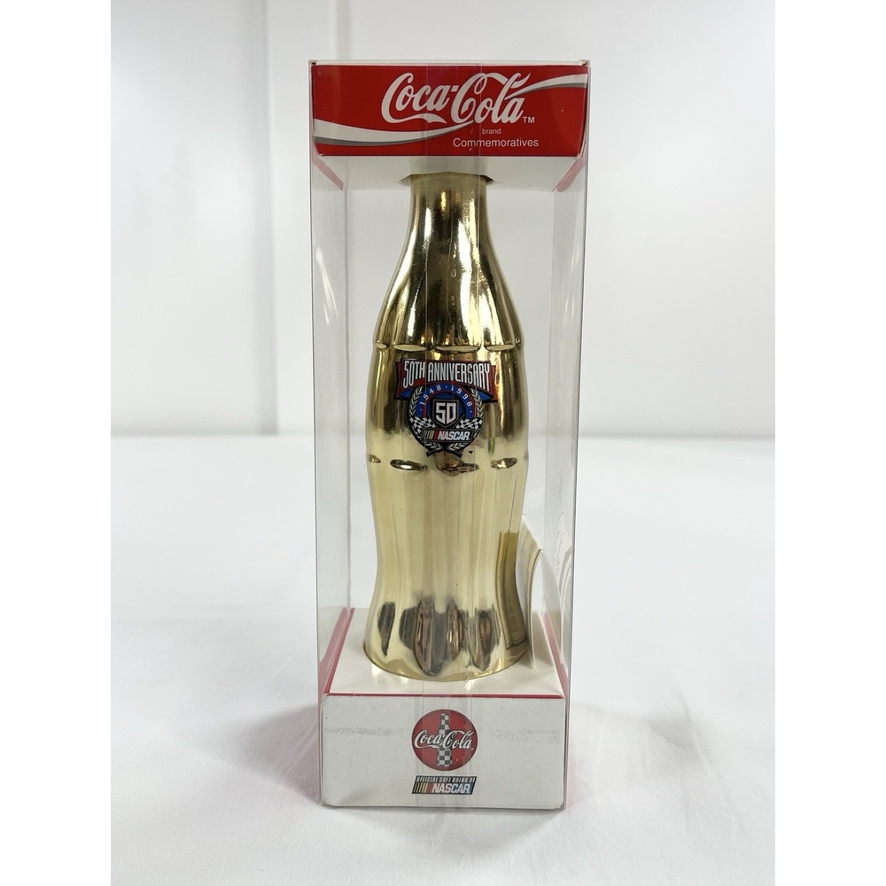 Vintage Coca Cola NASCAR‎ 50th Anniversary Gold Commemorative Bottle Sealed Box